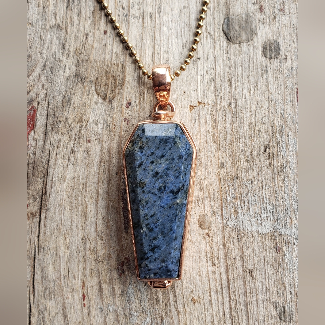 Dumortierite Coffin Box Pendant